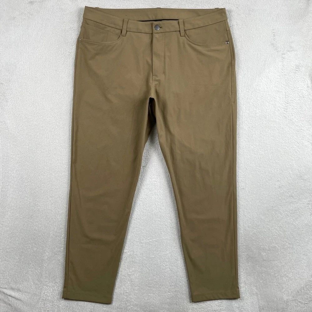 Lululemon ABC Pant Men 36x29 Beige Tan Slim Fit Warpstreme Chino Office Golf